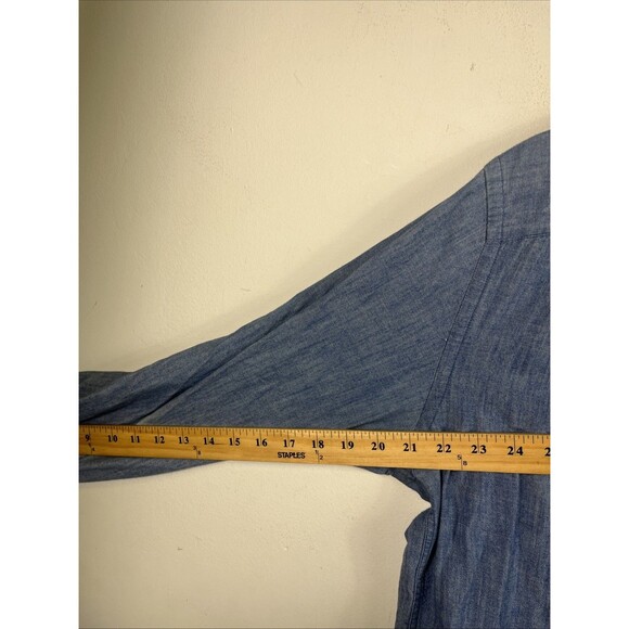 UNTUCKit Shirt Men’s M Blue Selvedge Chambray Long Sleeve Button-Front Slim Fit - Picture 7 of 7